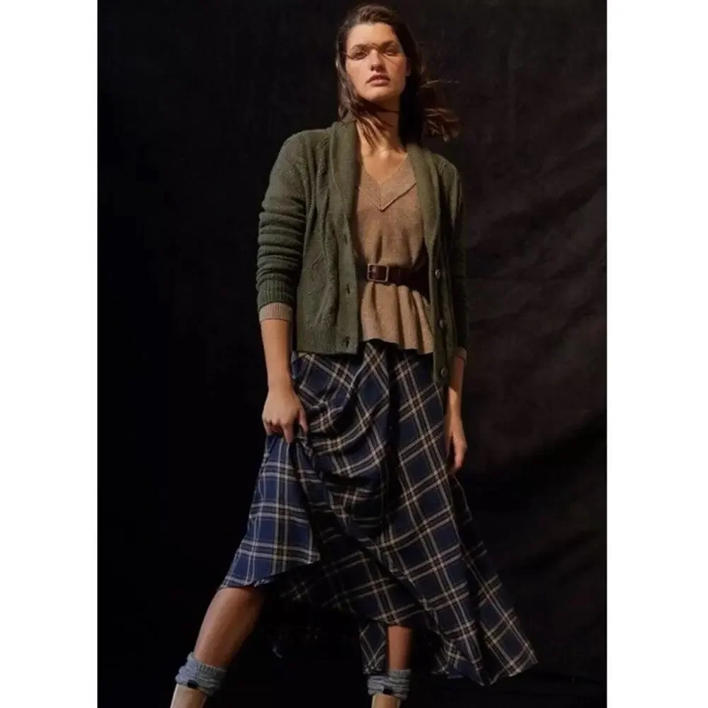 Anthropologie Pilcro cable knit shawl collar cardigan sweater olive Women S Knit - Picture 4 of 16